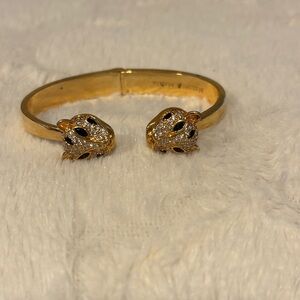 Melinda Maria Crystal  Panther Cuff Gold  Tone Bracelet